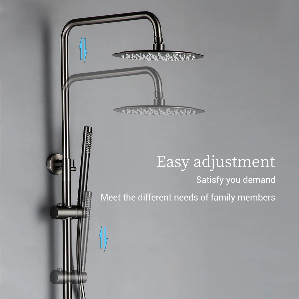ShowerEase - Wall-Mounted Thermostatic Valve System, Brass Shower Set