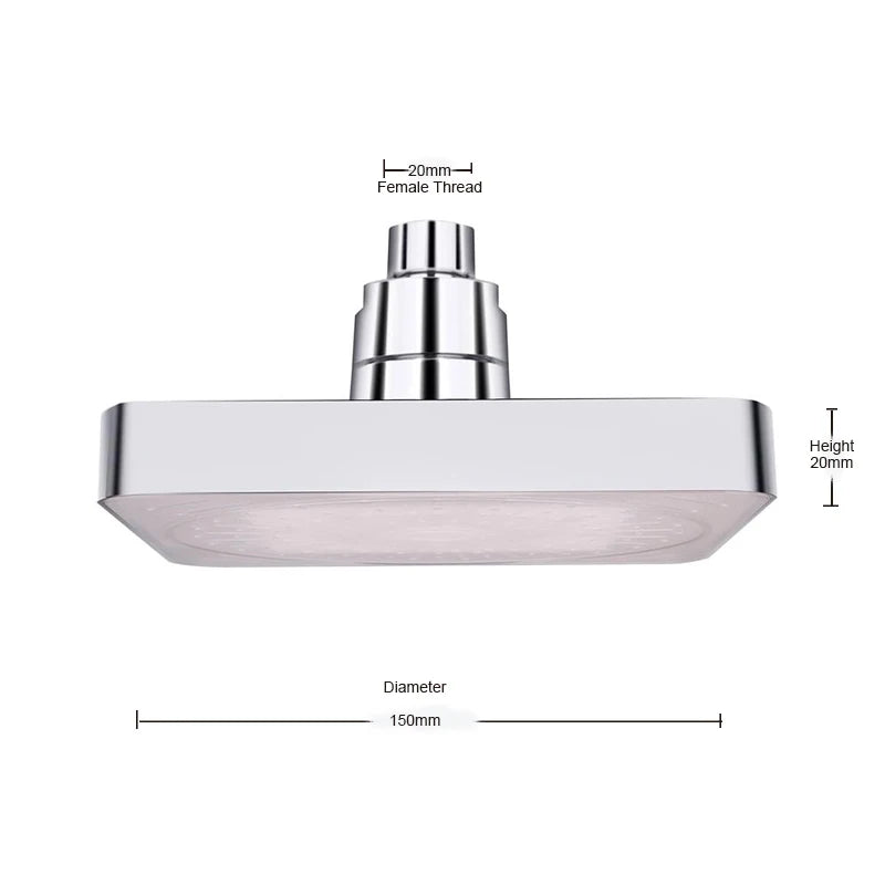 ShowerEase Square LED Shower Head Bathroom Rainfall