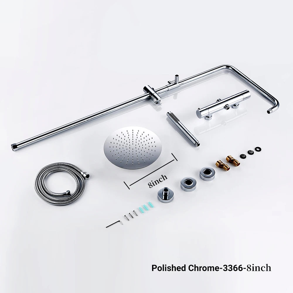 ShowerEase - Wall-Mounted Thermostatic Valve System, Brass Shower Set