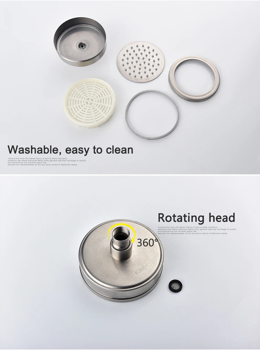 ShowerEase Stainless Steel Fixed / Handled Shower Head