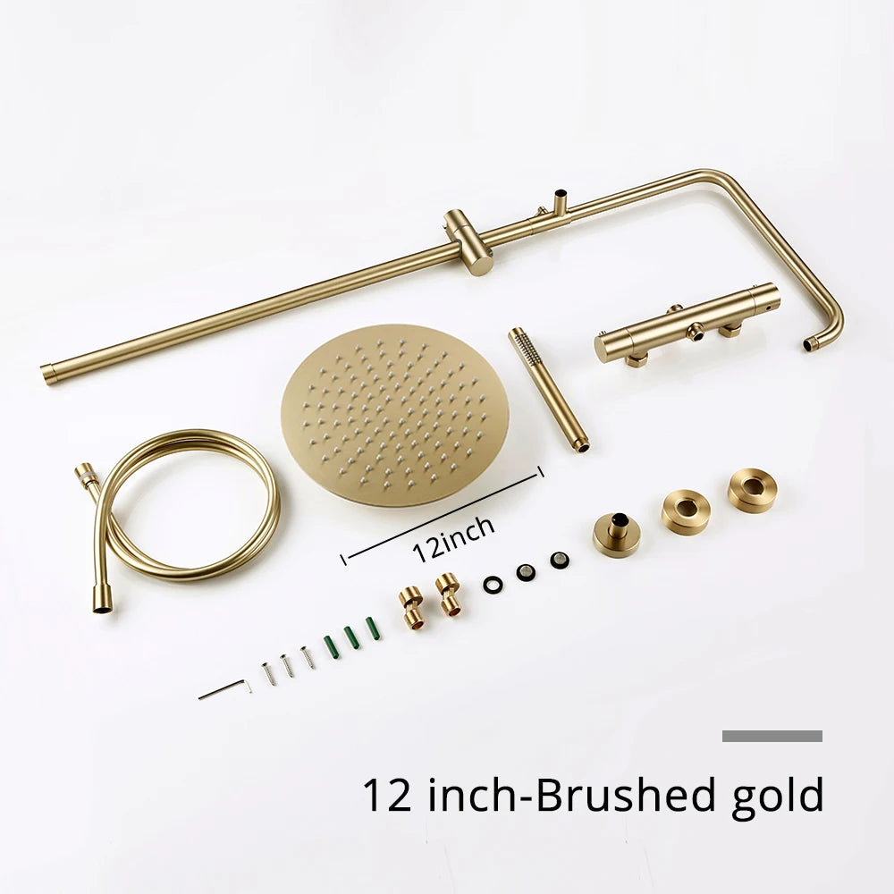 ShowerEase - Wall-Mounted Thermostatic Valve System, Brass Shower Set