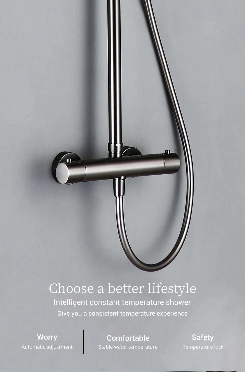 ShowerEase - Wall-Mounted Thermostatic Valve System, Brass Shower Set