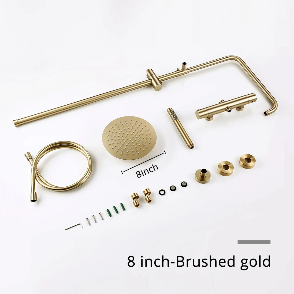 ShowerEase - Wall-Mounted Thermostatic Valve System, Brass Shower Set