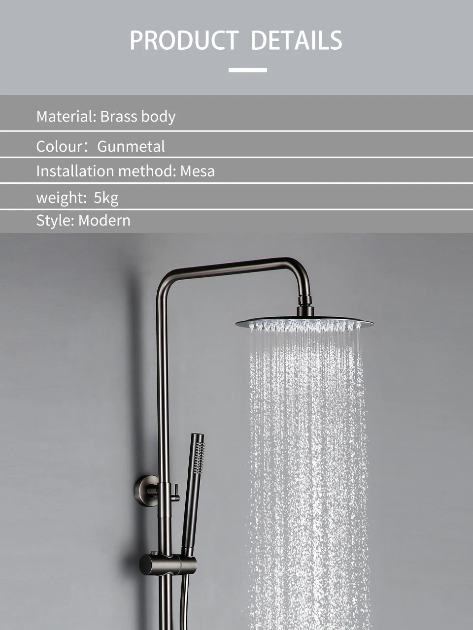 ShowerEase - Wall-Mounted Thermostatic Valve System, Brass Shower Set