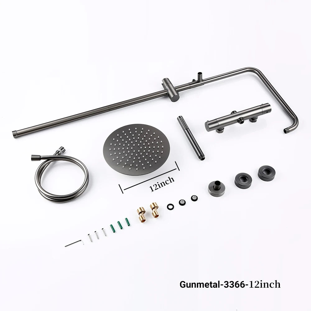 ShowerEase - Wall-Mounted Thermostatic Valve System, Brass Shower Set