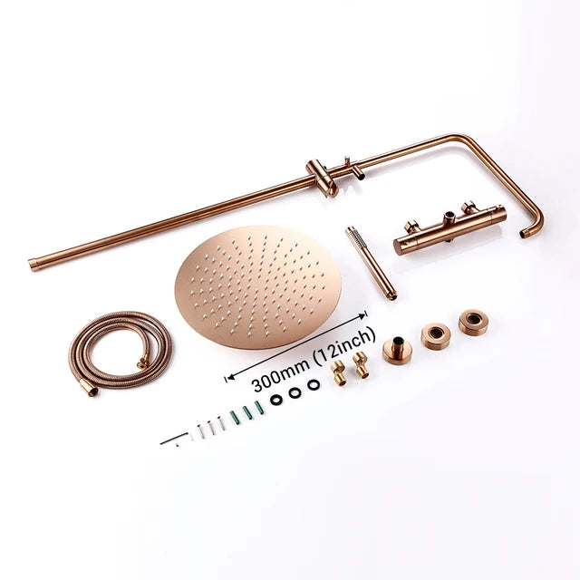 ShowerEase - Wall-Mounted Thermostatic Valve System, Brass Shower Set