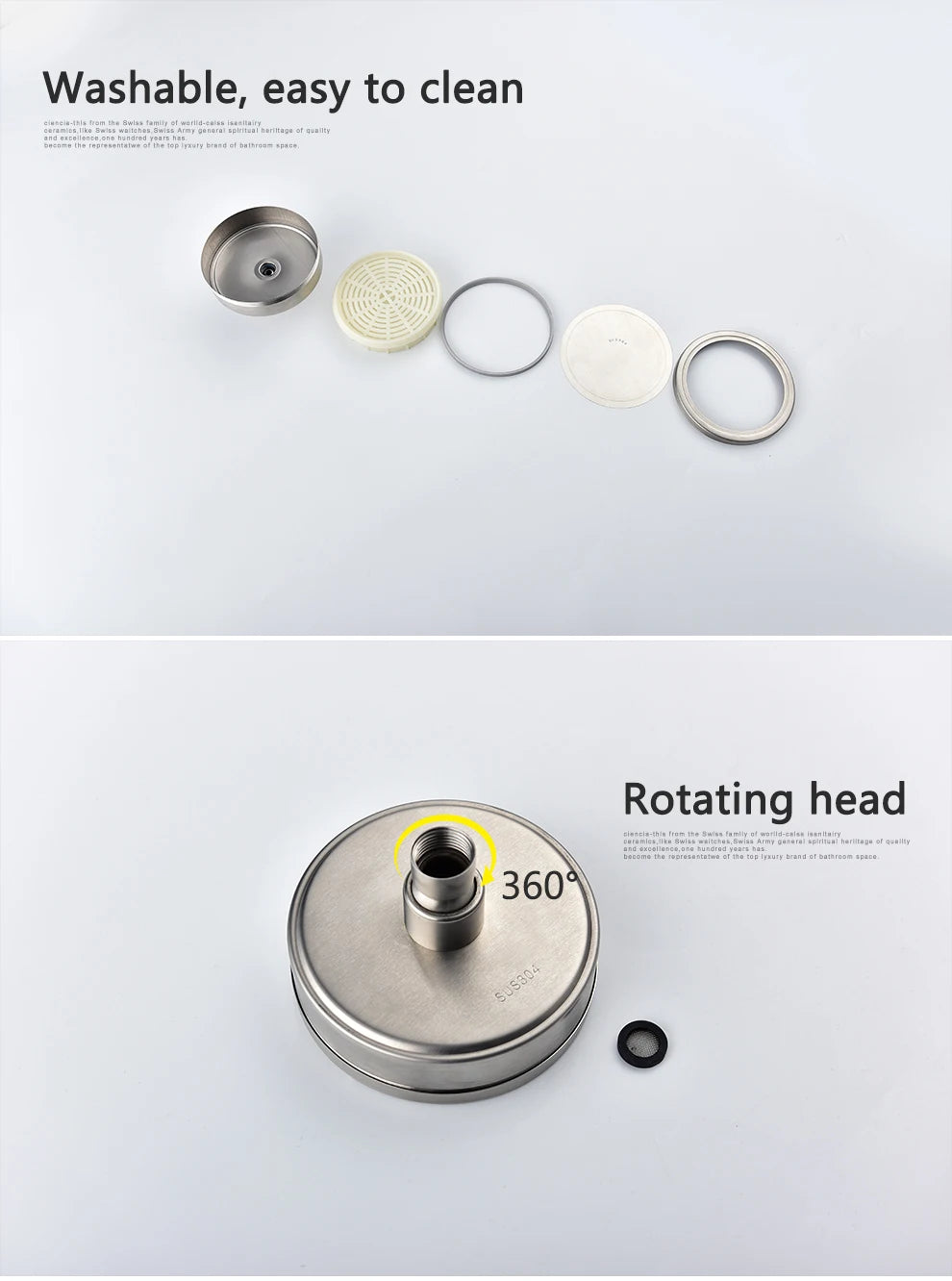 ShowerEase Stainless Steel Fixed / Handled Shower Head