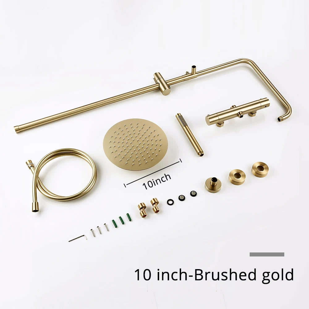 ShowerEase - Wall-Mounted Thermostatic Valve System, Brass Shower Set