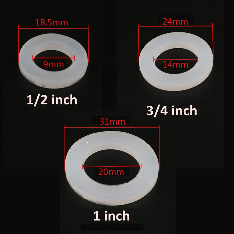 ShowerEase Silicon Rubber Flat Gasket Seal - 1/2", 3/4", 1" for Plumbing