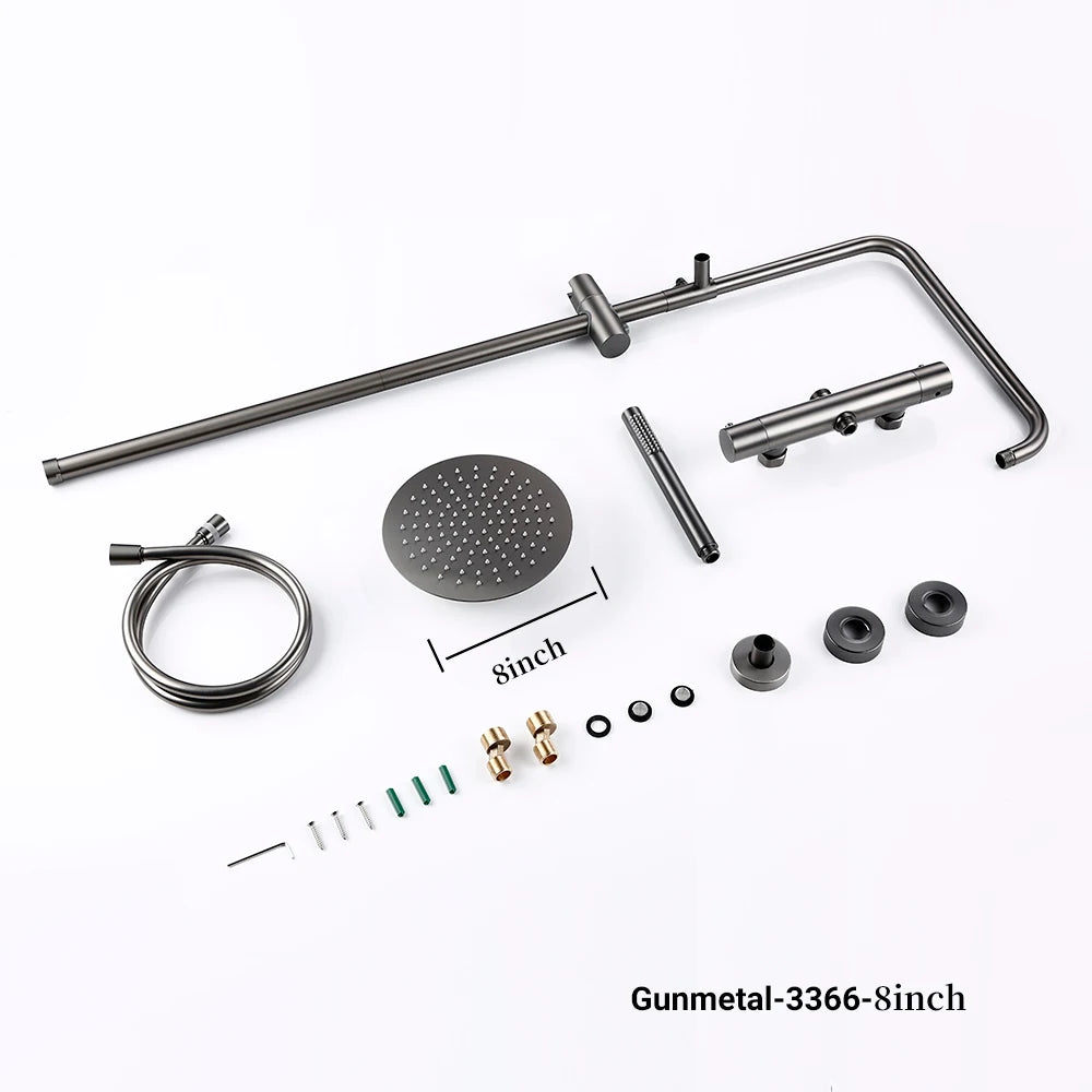 ShowerEase - Wall-Mounted Thermostatic Valve System, Brass Shower Set