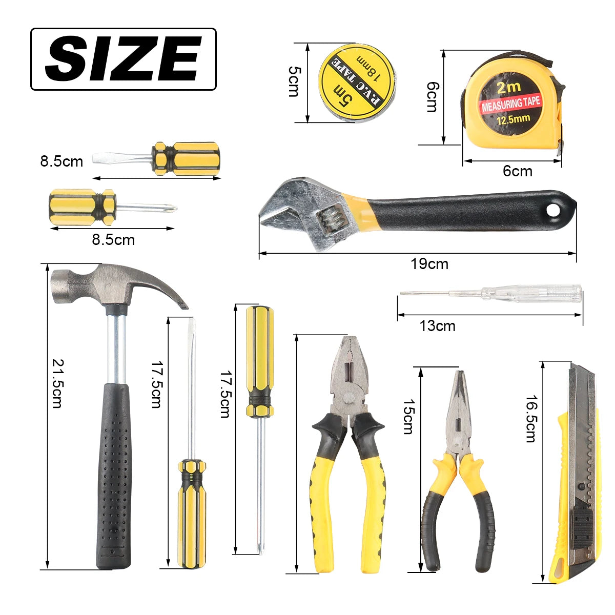 ShowerEase General Household Tool Set – Hand Tools with Plastic Toolbox