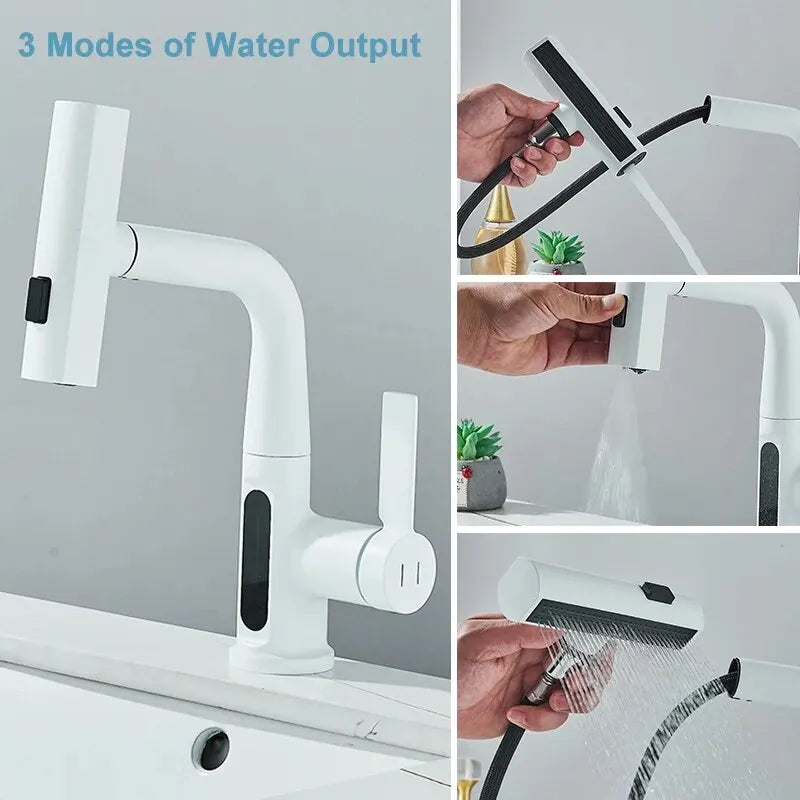 ShowerEase Temperature Digital Faucet – Pull-Out, 3-Way Sprayer