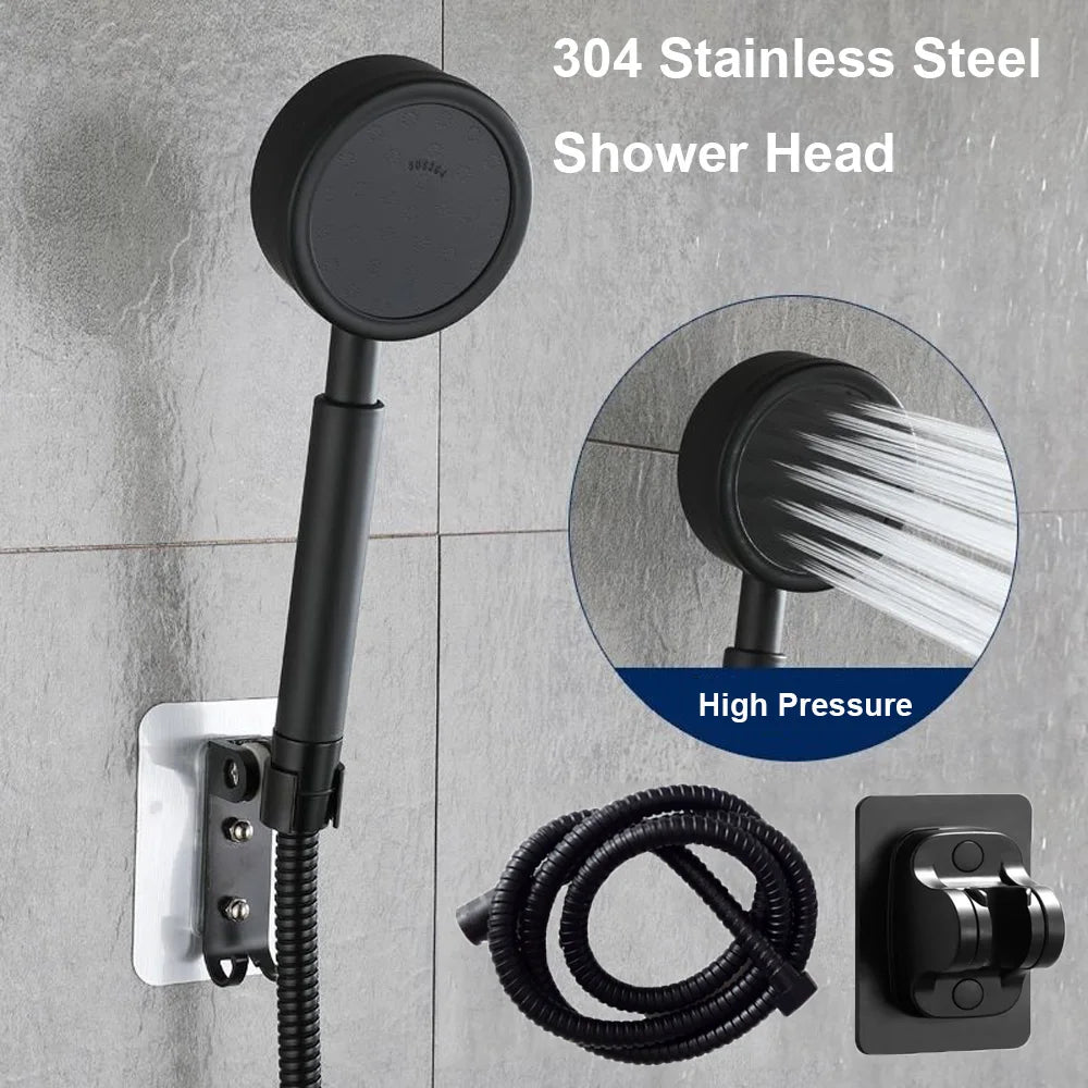ShowerEase Stainless Steel Handheld Shower Set: Head, Holder & Hose