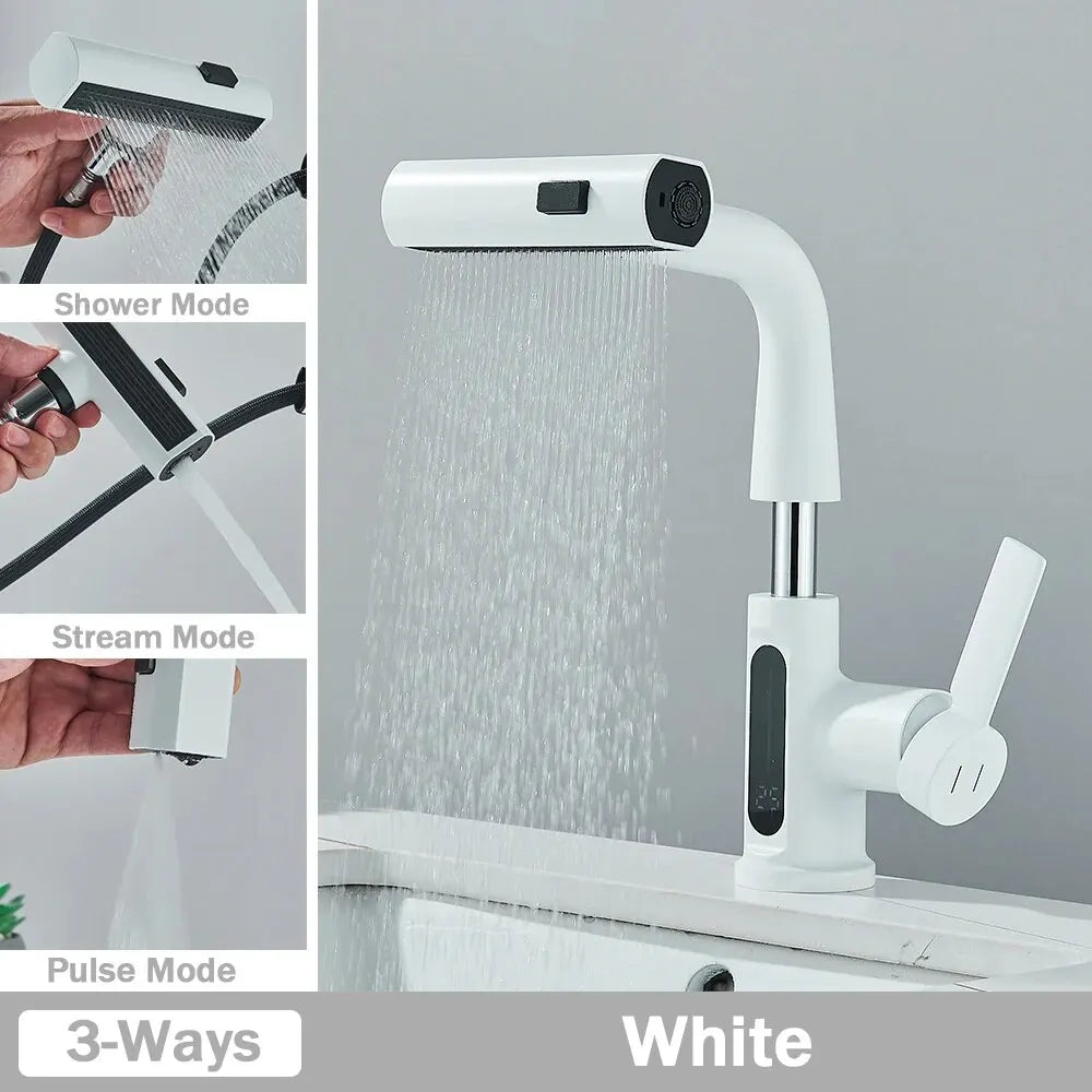 ShowerEase Temperature Digital Faucet – Pull-Out, 3-Way Sprayer