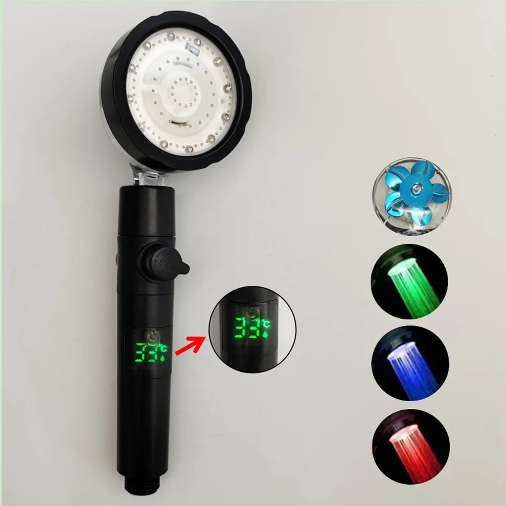 ShowerEase Smart LED Temperature Display Shower Head - High Pressure Rainfall with Color Alert