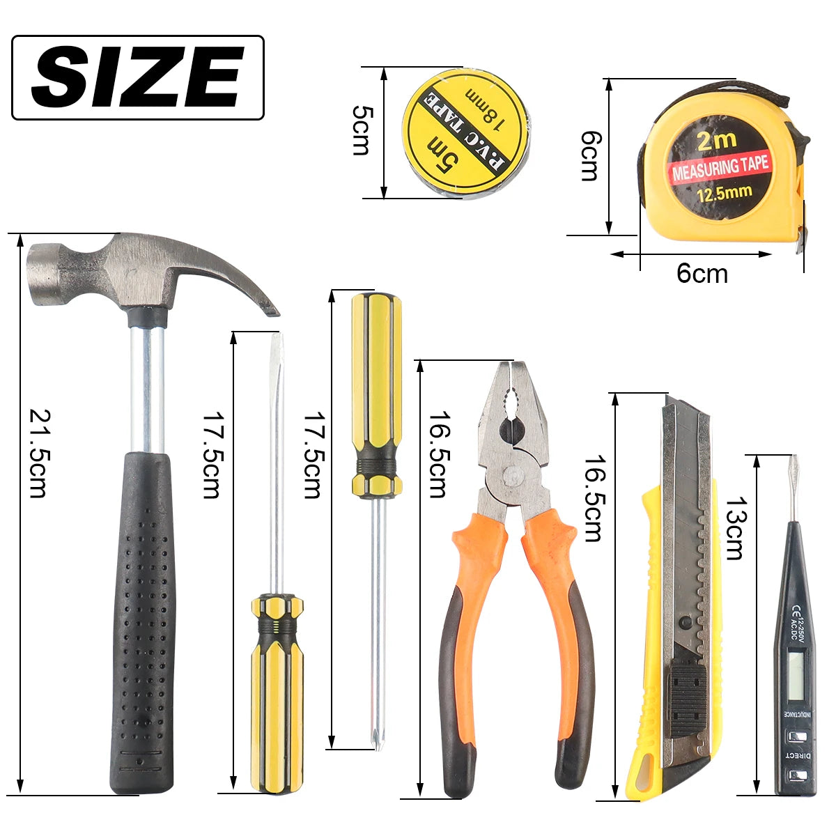 ShowerEase General Household Tool Set – Hand Tools with Plastic Toolbox