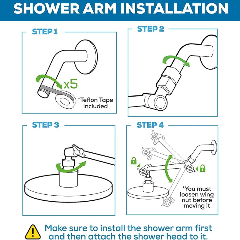ShowerEase Adjustable Anti-Leak Shower Arm with Universal Connection