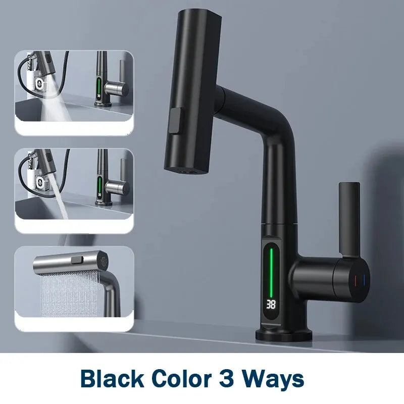 ShowerEase Temperature Digital Faucet – Pull-Out, 3-Way Sprayer
