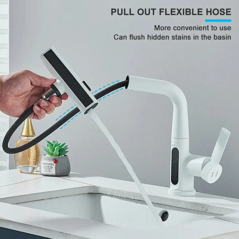 ShowerEase Temperature Digital Faucet – Pull-Out, 3-Way Sprayer