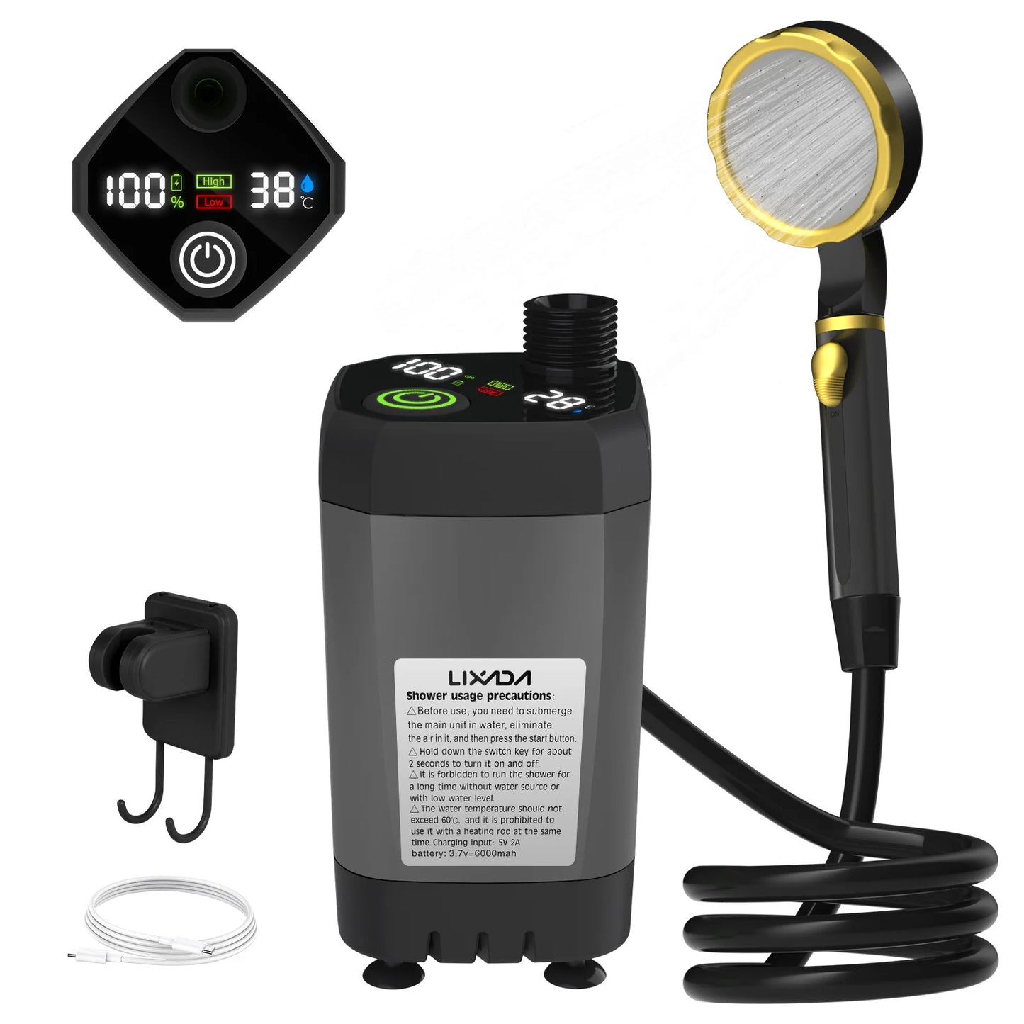 ShowerEase Portable Camping Shower Pump – Digital Display