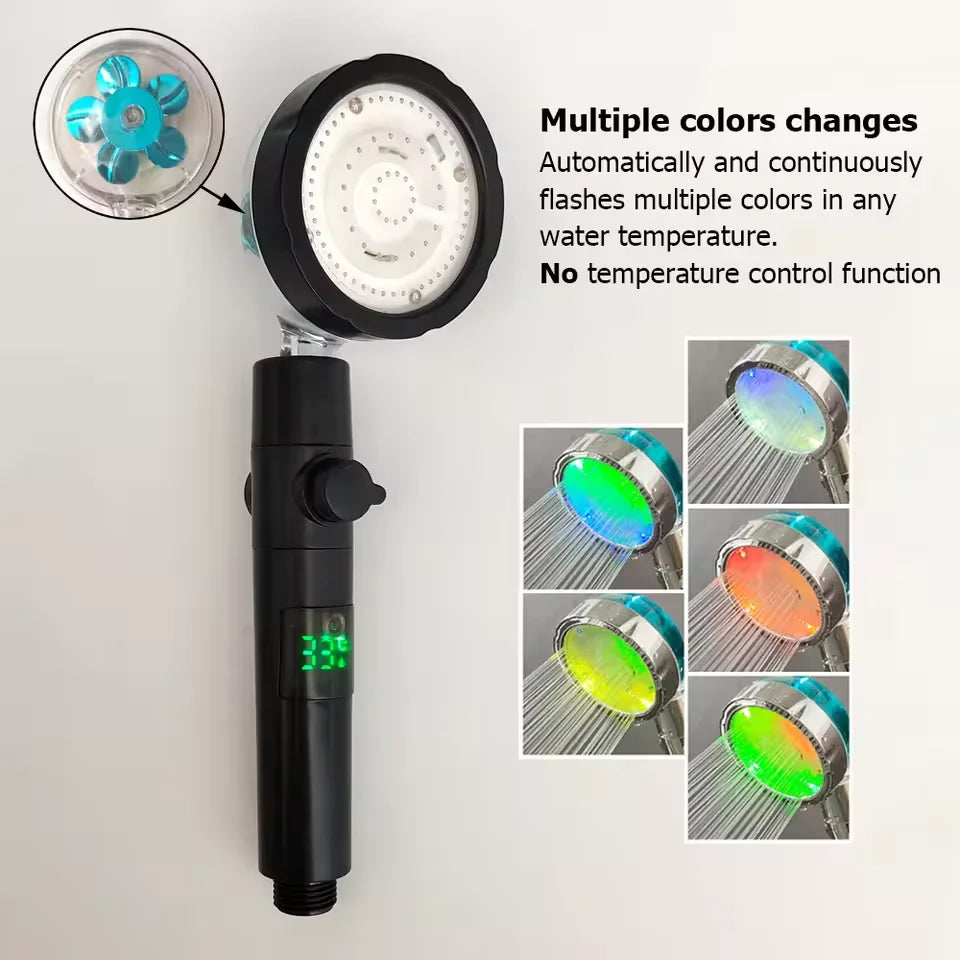 ShowerEase Smart LED Temperature Display Shower Head - High Pressure Rainfall with Color Alert
