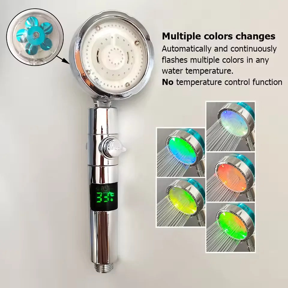 ShowerEase Smart LED Temperature Display Shower Head - High Pressure Rainfall with Color Alert