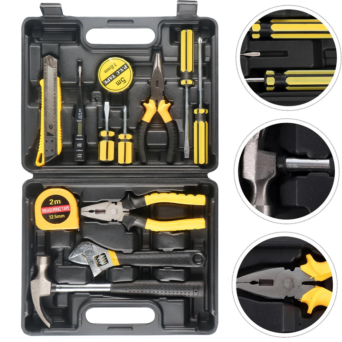 ShowerEase General Household Tool Set – Hand Tools with Plastic Toolbox