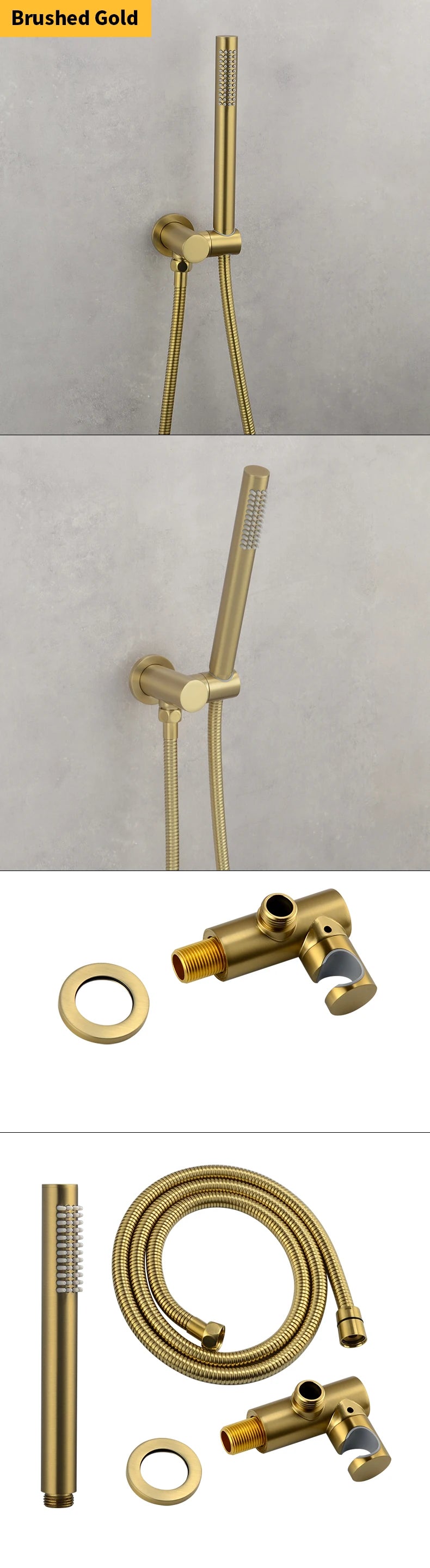 ShowerEase Solid Brass Hand Shower Kit – Wall Mount Sprayer Set with Hose