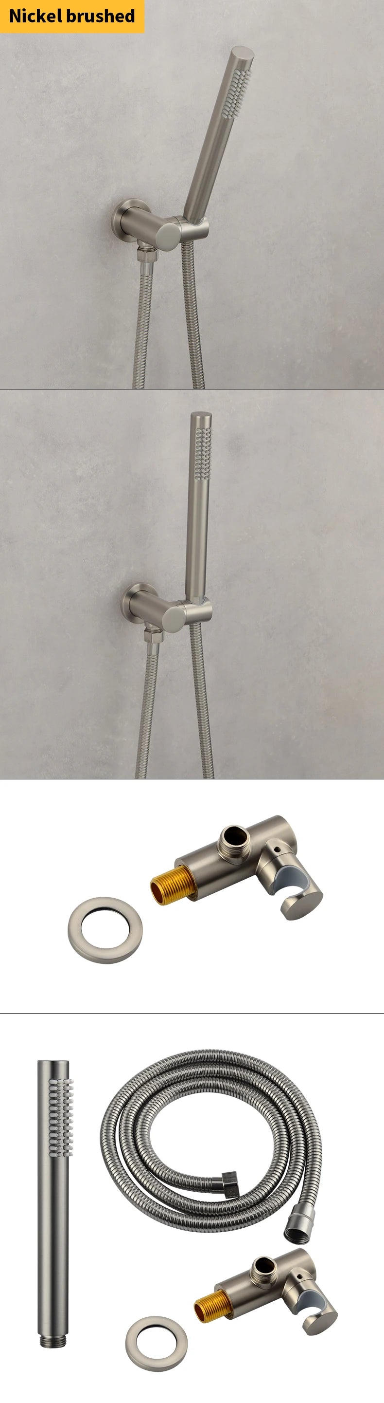 ShowerEase Solid Brass Hand Shower Kit – Wall Mount Sprayer Set with Hose