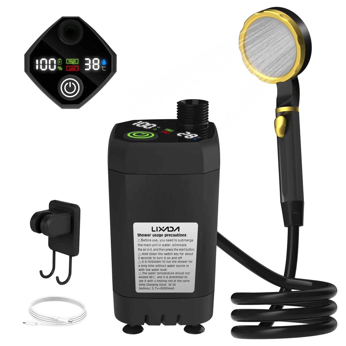 ShowerEase Portable Camping Shower Pump – Digital Display