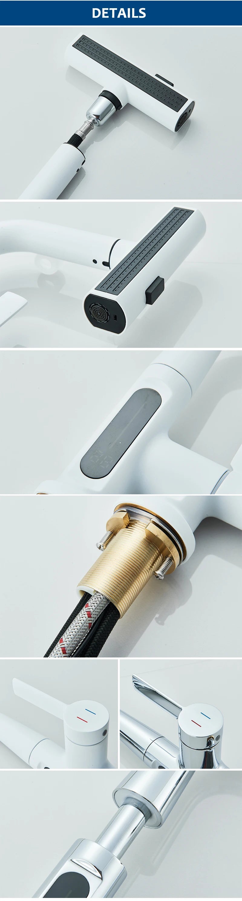 ShowerEase Temperature Digital Faucet – Pull-Out, 3-Way Sprayer