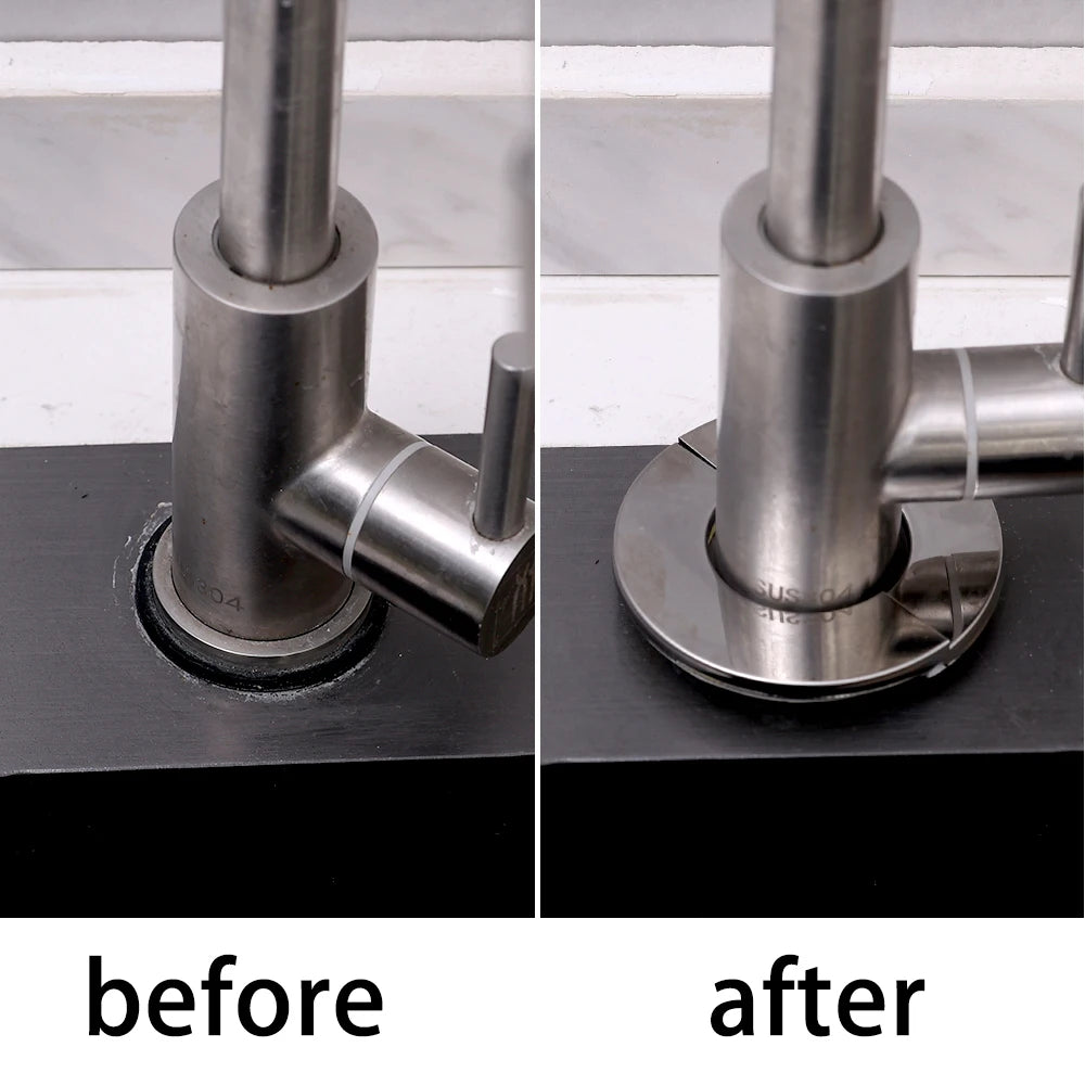 ShowerEase Self-Adhesive Round Faucet Escutcheon Covers - Stainless Steel