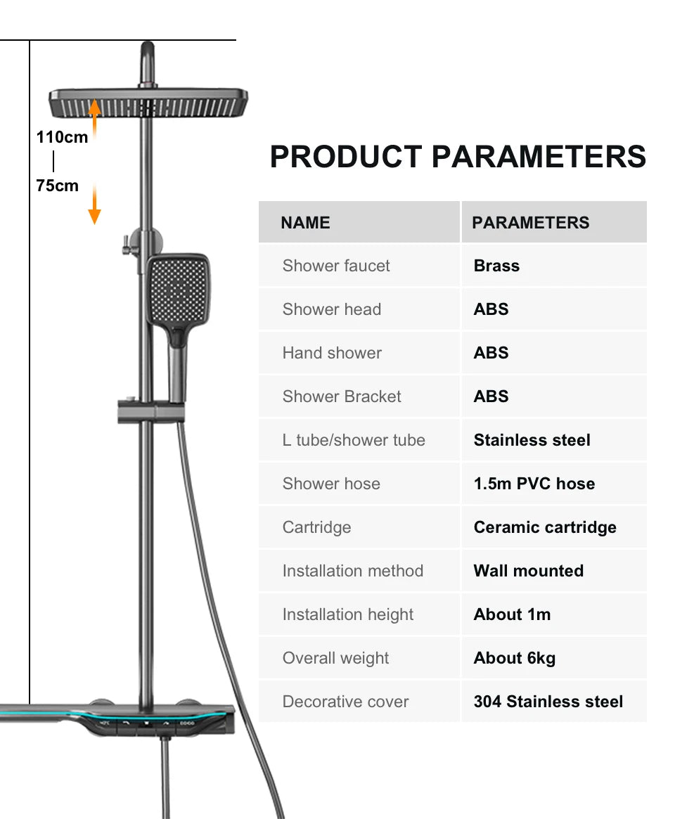 ShowerEase Thermostatic Shower System – Digital Temperature Display
