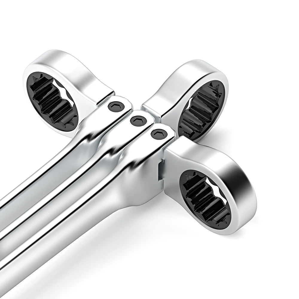 ShowerEase Ratchet Spanner Wrench Set – Flexible Head, Metric, with Canvas Bag