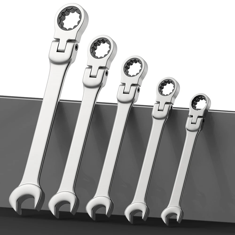 ShowerEase Ratchet Spanner Wrench Set – Flexible Head, Metric, with Canvas Bag