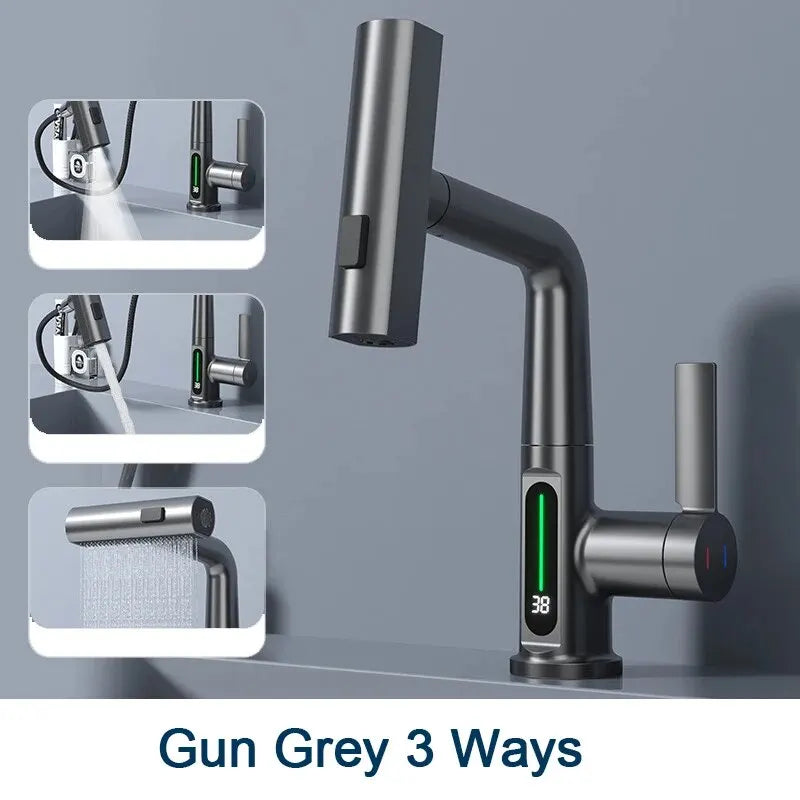 ShowerEase Temperature Digital Faucet – Pull-Out, 3-Way Sprayer