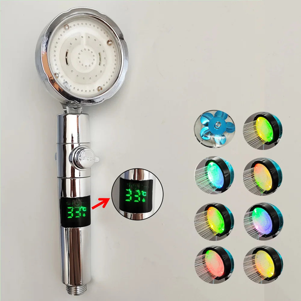 ShowerEase Smart LED Temperature Display Shower Head - High Pressure Rainfall with Color Alert