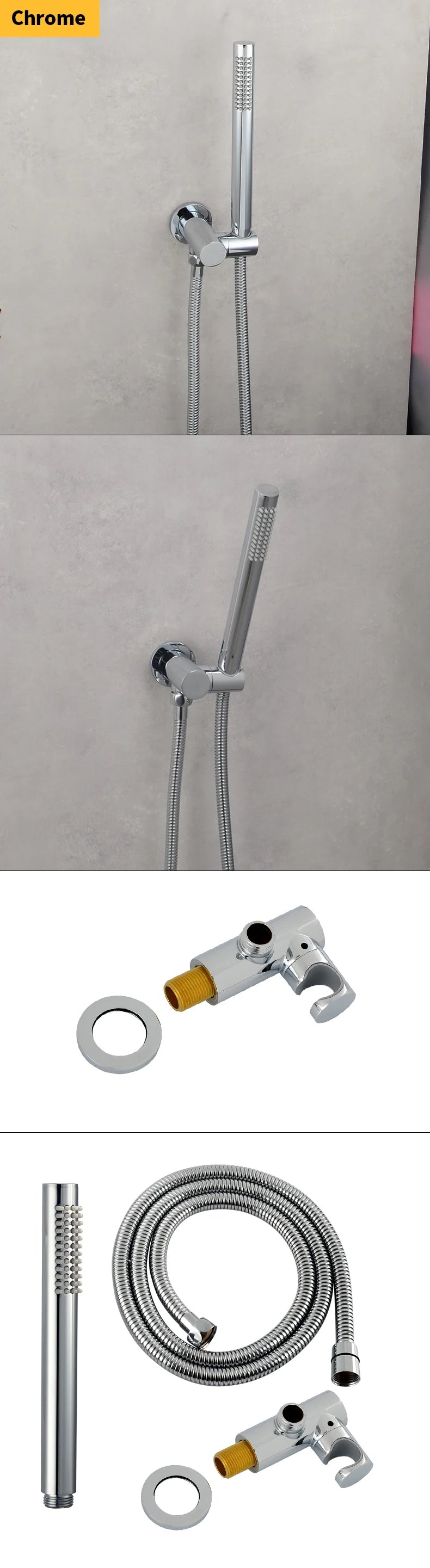 ShowerEase Solid Brass Hand Shower Kit – Wall Mount Sprayer Set with Hose