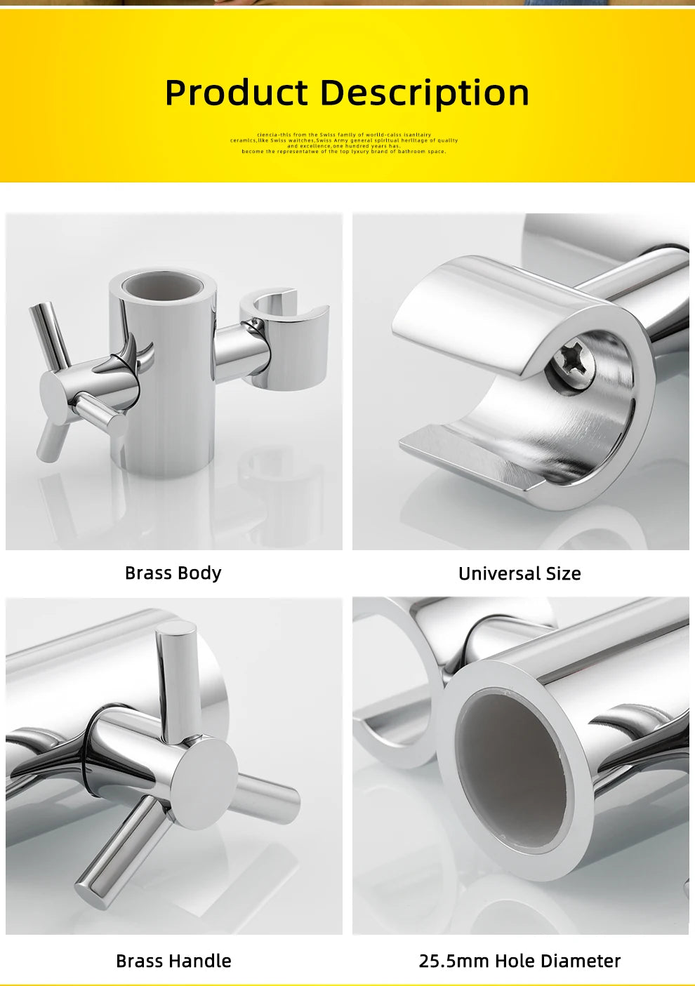 ShowerEase Adjustable Shower Head Holder Bracket for 20-25mm Slide Rod