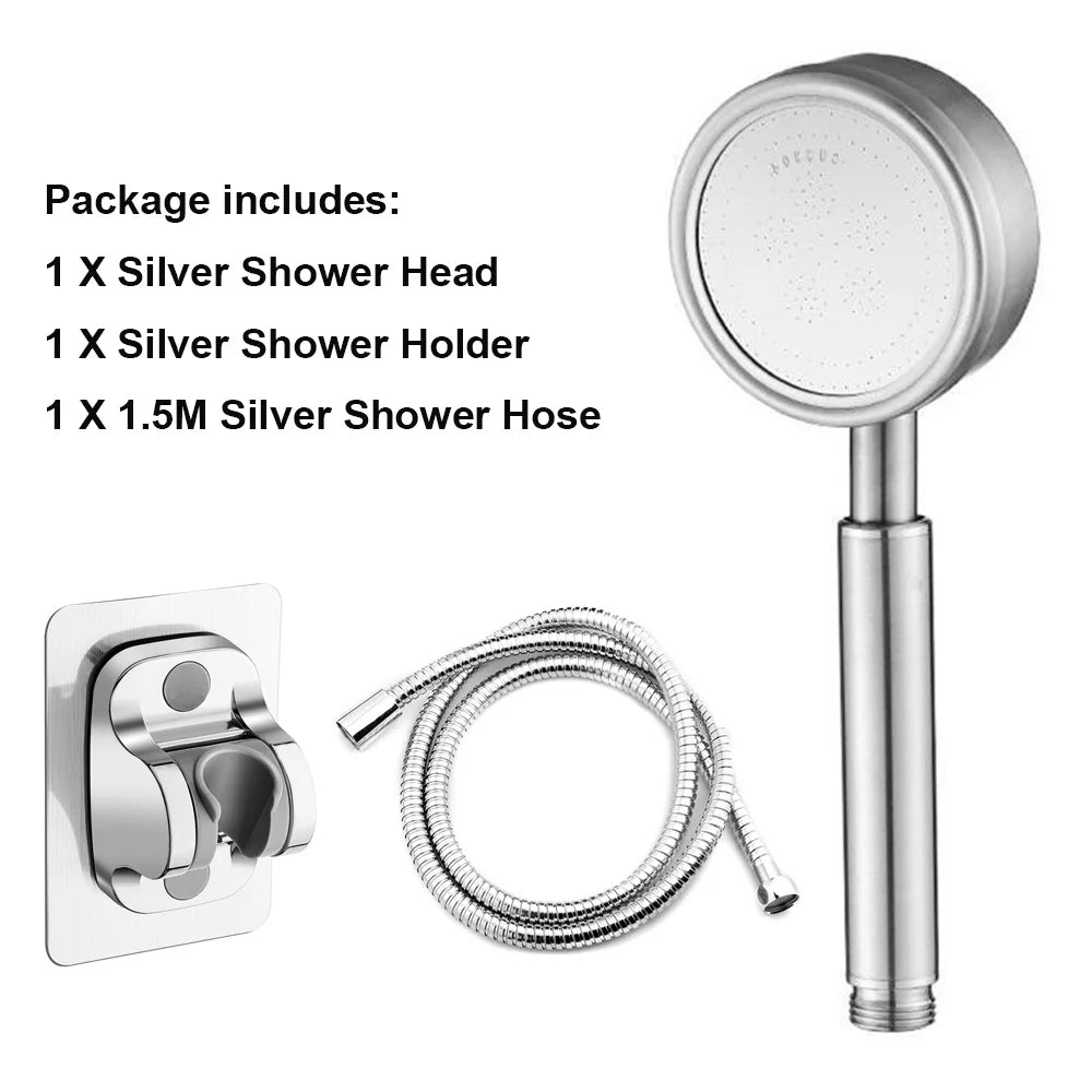 ShowerEase Stainless Steel Handheld Shower Set: Head, Holder & Hose