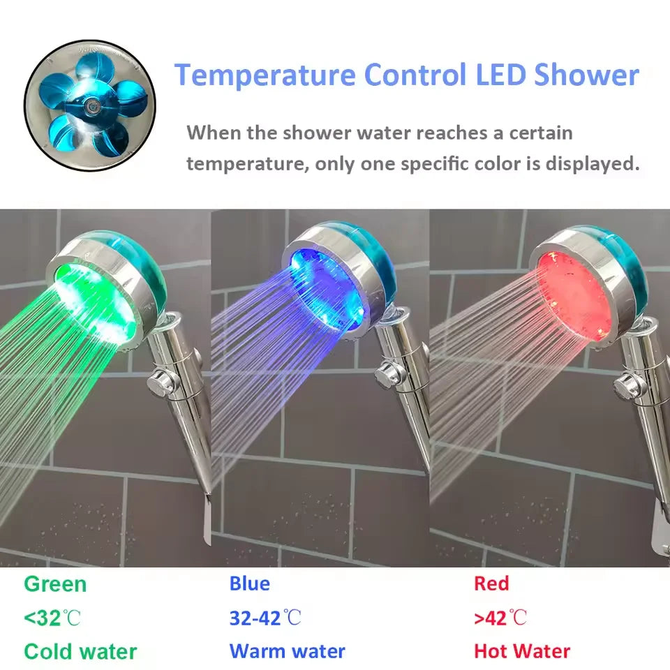 ShowerEase Smart LED Temperature Display Shower Head - High Pressure Rainfall with Color Alert