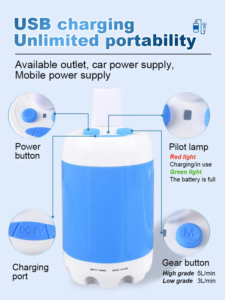 ShowerEase Portable Electric Shower Set - Handheld, USB Rechargeable