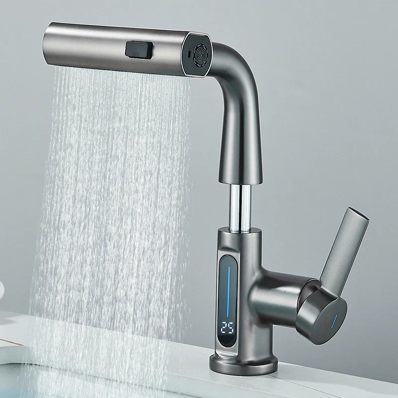 ShowerEase Temperature Digital Faucet – Pull-Out, 3-Way Sprayer