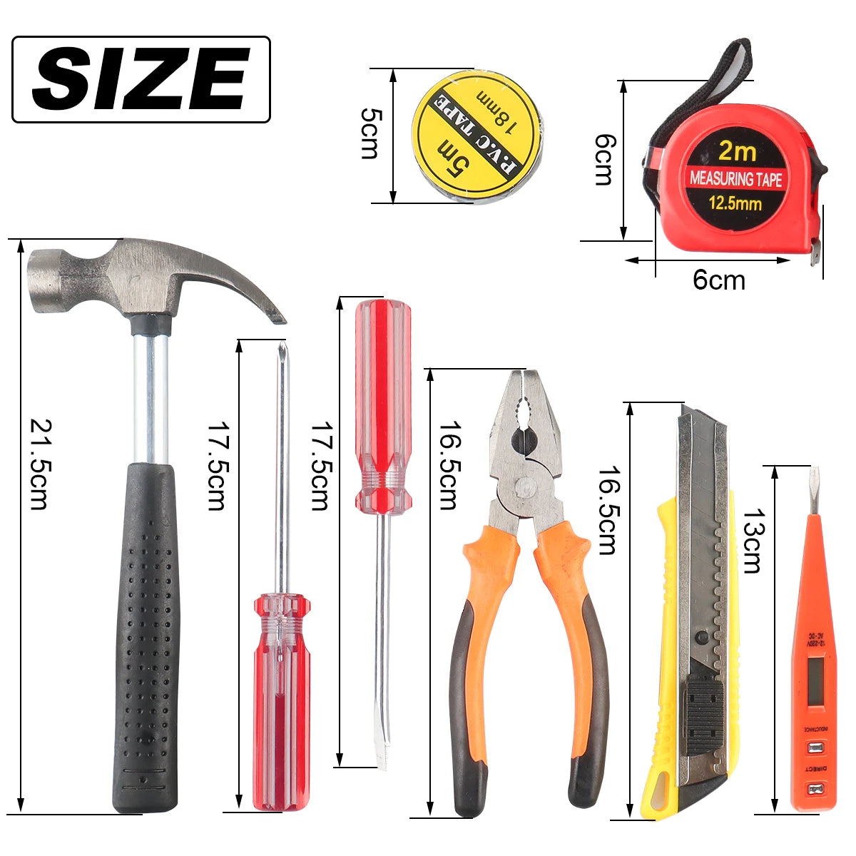 ShowerEase General Household Tool Set – Hand Tools with Plastic Toolbox