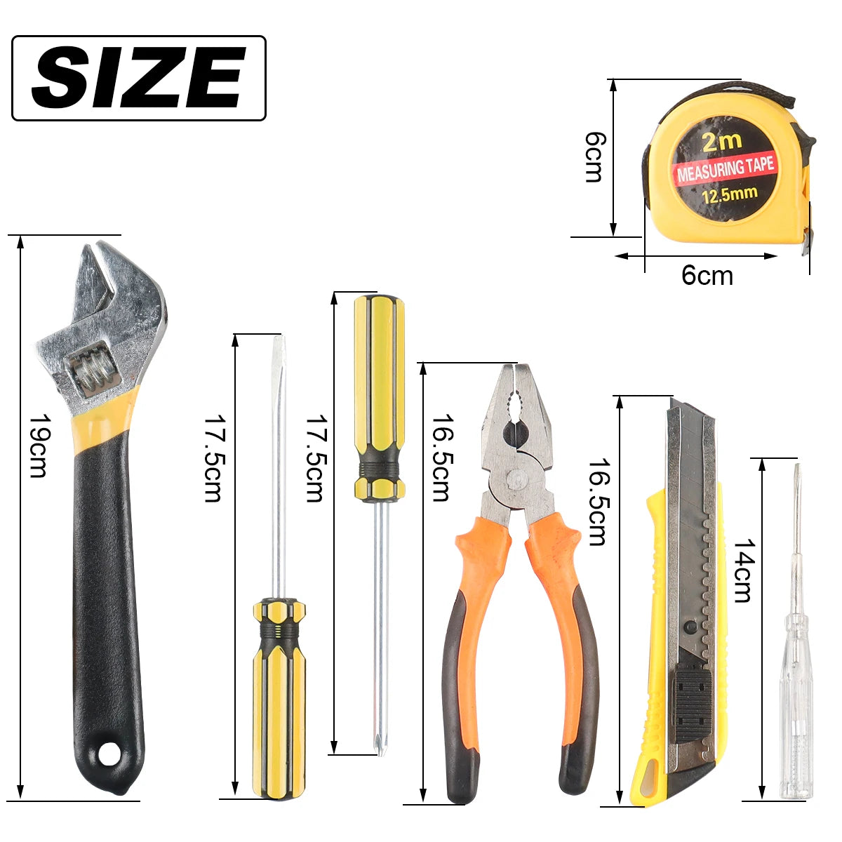 ShowerEase General Household Tool Set – Hand Tools with Plastic Toolbox