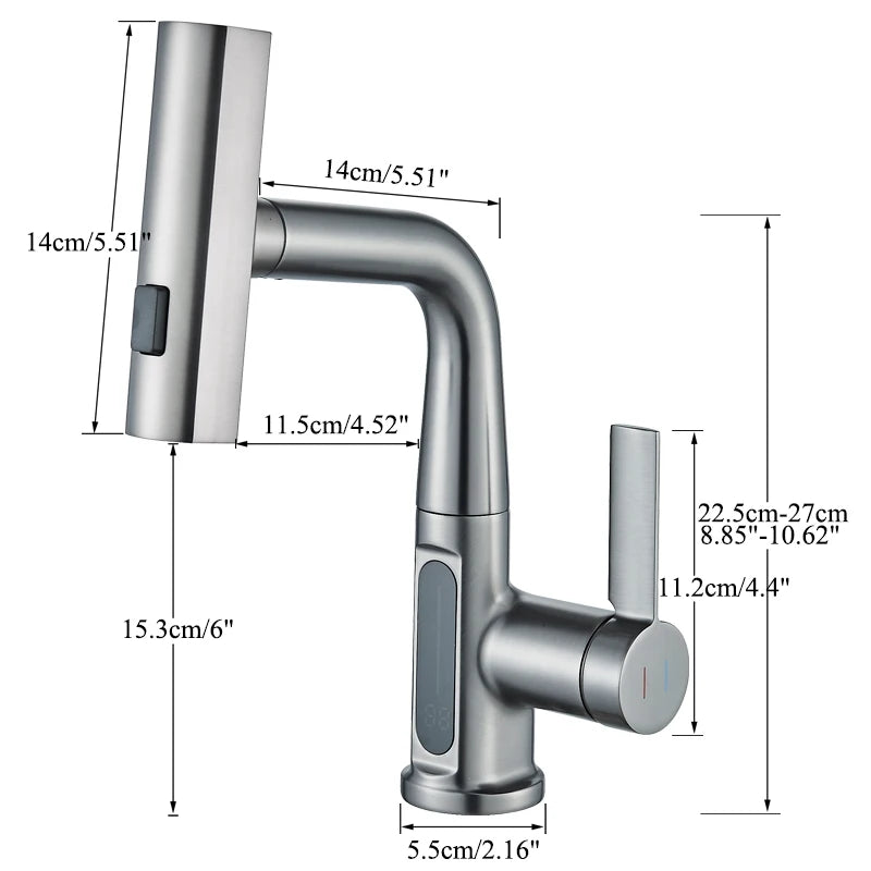ShowerEase Temperature Digital Faucet – Pull-Out, 3-Way Sprayer