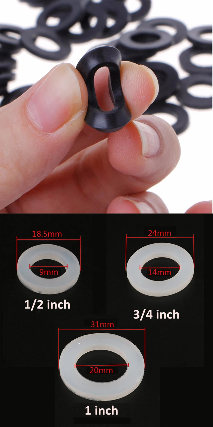 ShowerEase Silicon Rubber Flat Gasket Seal - 1/2", 3/4", 1" for Plumbing
