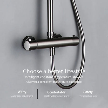 ShowerEase - Wall-Mounted Thermostatic Valve System, Brass Shower Set