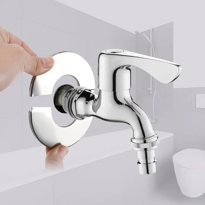 ShowerEase Self-Adhesive Round Faucet Escutcheon Covers - Stainless Steel
