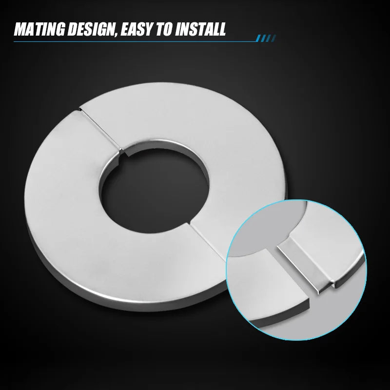 ShowerEase Self-Adhesive Round Faucet Escutcheon Covers - Stainless Steel